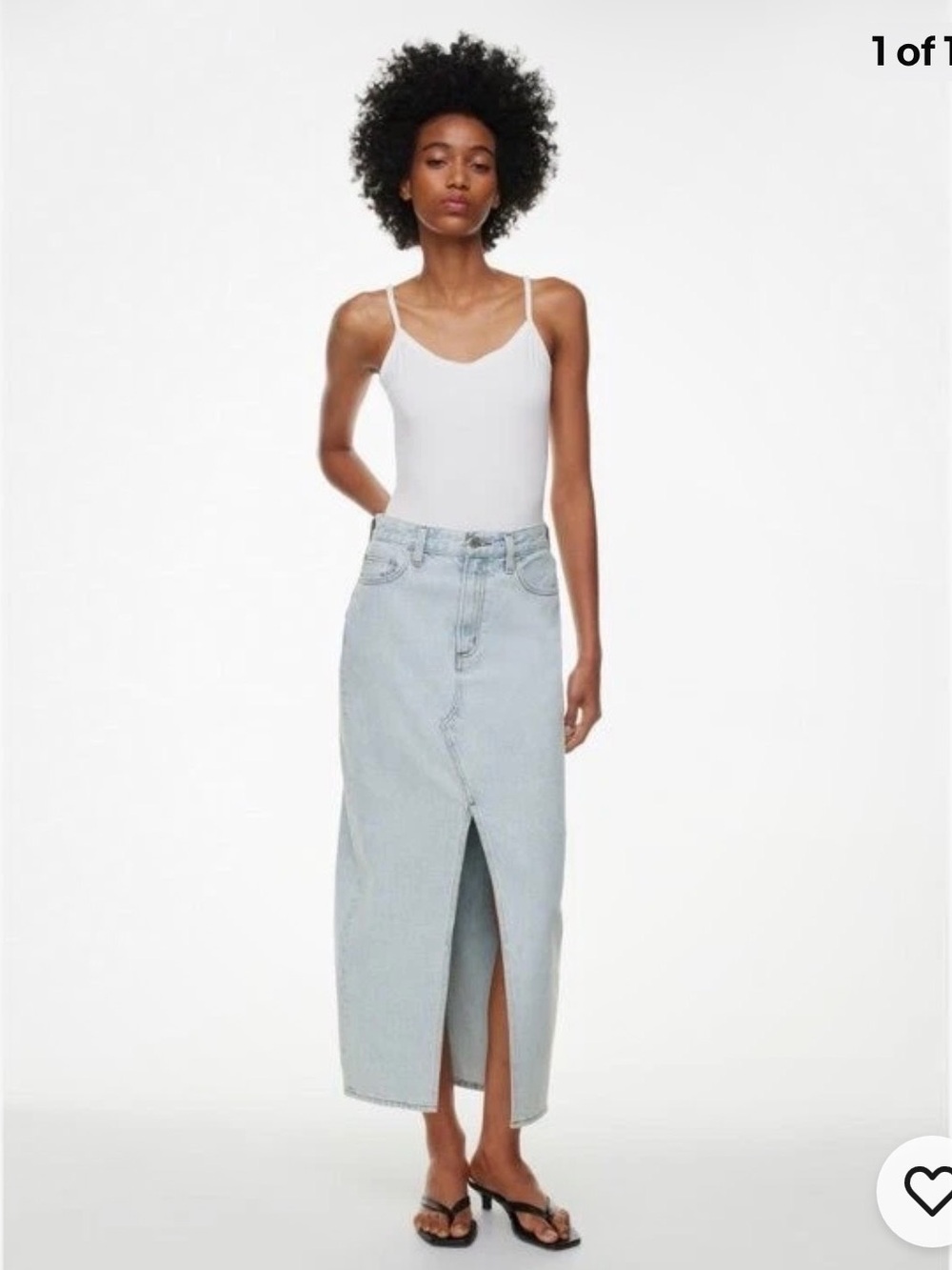 Aritzia Denim Forum Light Blue Denim Maxi Skirt with Front Slit size 25